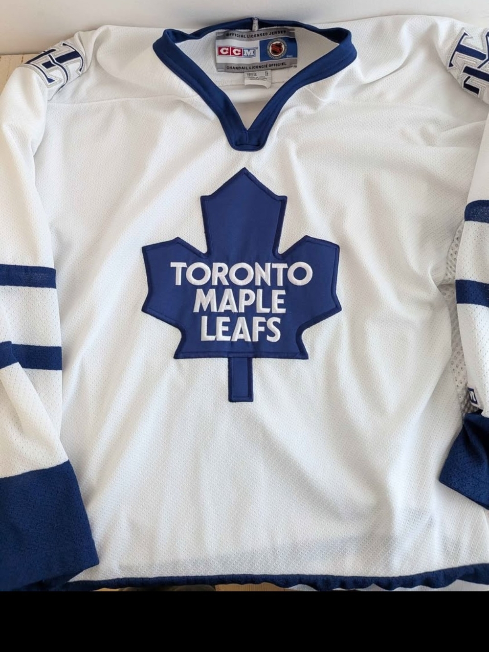 CCM White and Navy Toronto Maple Leafs Hockey Jersey